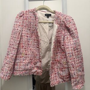 Ann Taylor Pink Multicolor Tweed Blazer
